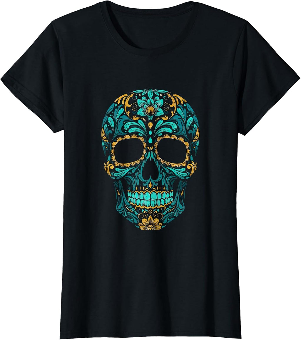 Sugar Skull Dia-de-Los-Muertos Mexican Day-of-the-Dead T-Shirt