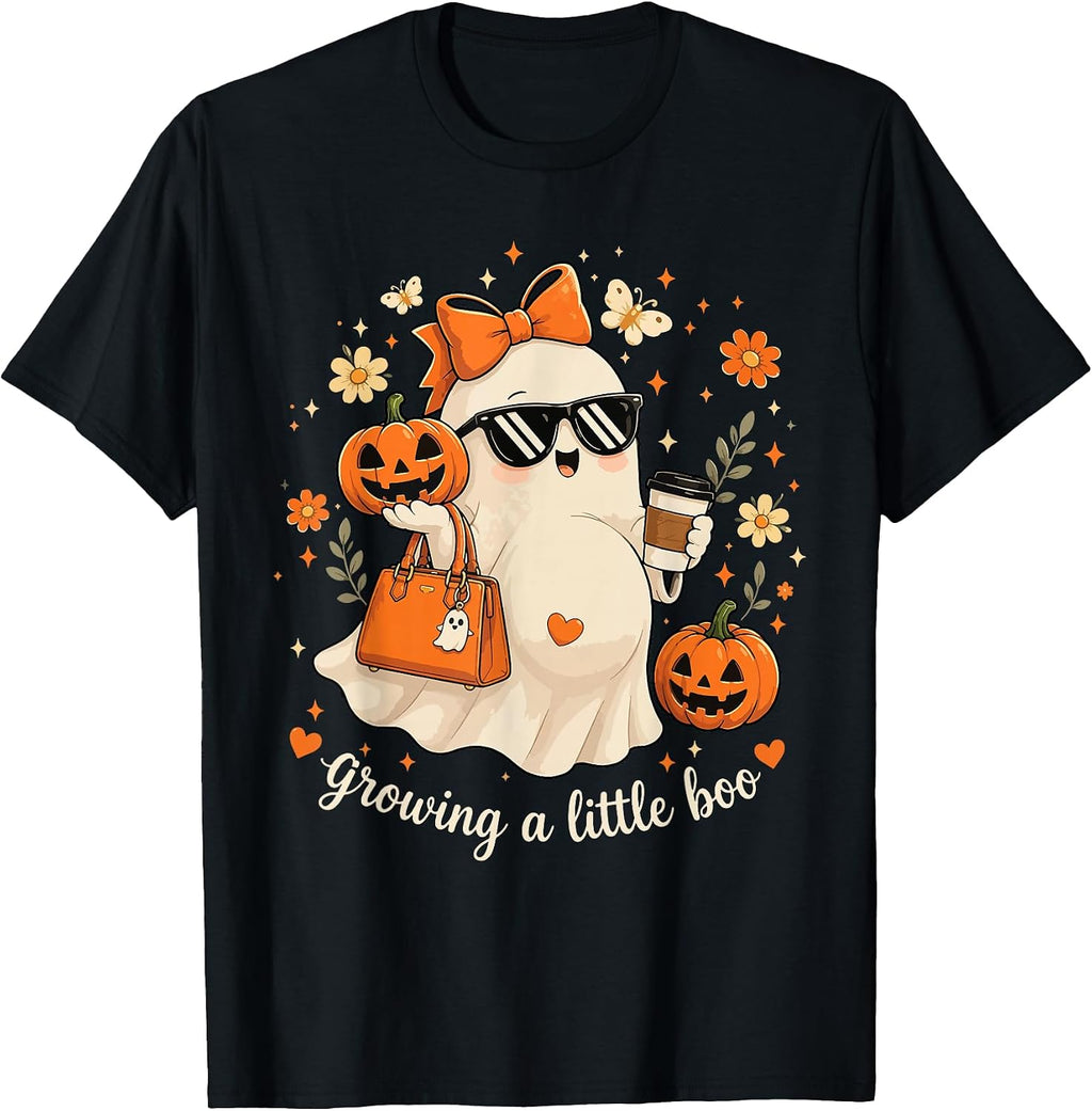 Growing A Little Boo Halloween Pregnancy Reveal T-Shirt