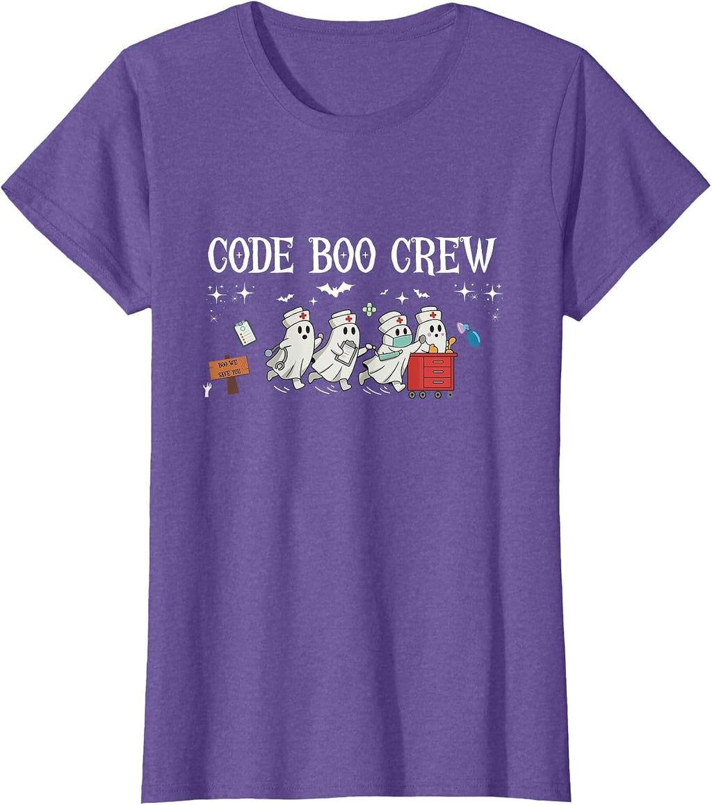 Code Boo Crew Halloween Ghost Nurse ER Nurse Spooky Season T-Shirt