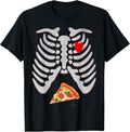 Halloween Dad Pizza Skeleton Belly Funny Pregnancy Couples T-Shirt