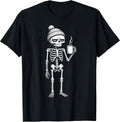 Grumpy Skeleton Drinking Coffee Lover Funny Skeleton T-Shirt