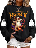 Pumpkin Sweatshirt Cat Novelty Longsleeve Autumn Crewneck Tops