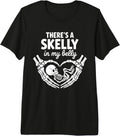 Skeleton Skelly in My Belly Pregnancy Halloween Spooky Mom Premium Tri-Blend T-Shirt