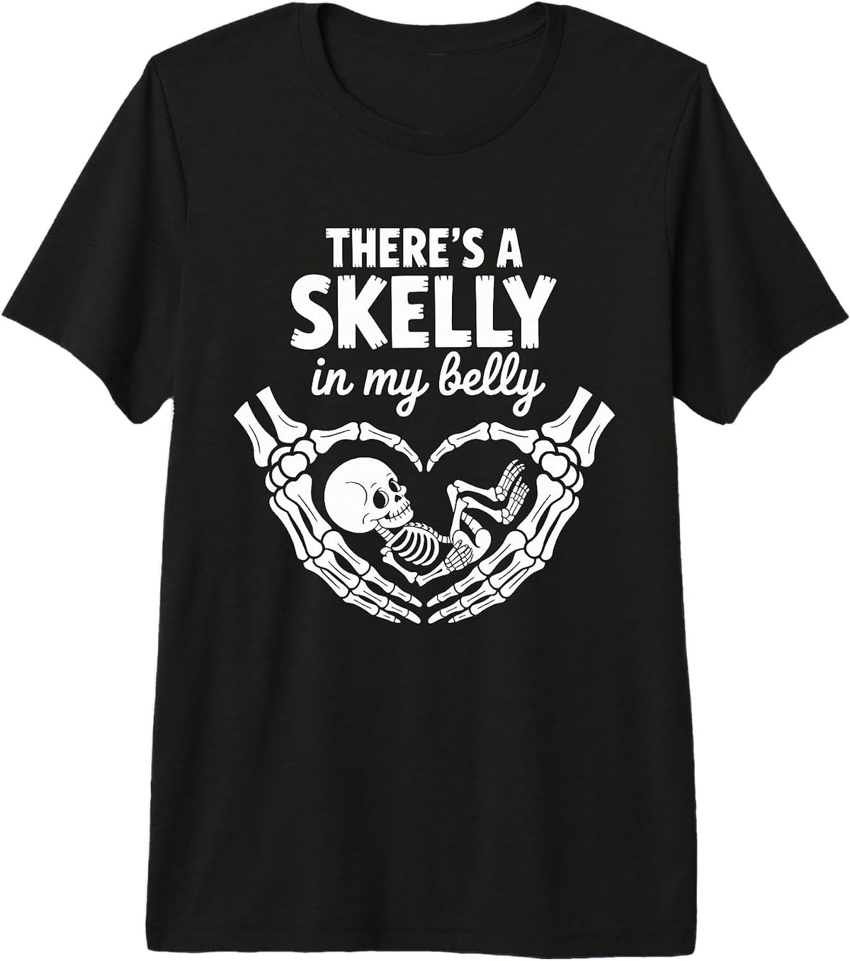 Skeleton Skelly in My Belly Pregnancy Halloween Spooky Mom Premium Tri-Blend T-Shirt