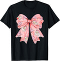 Cute Christmas Coquette Pink Bow Xmas Aesthetic Girls Womens T-Shirt