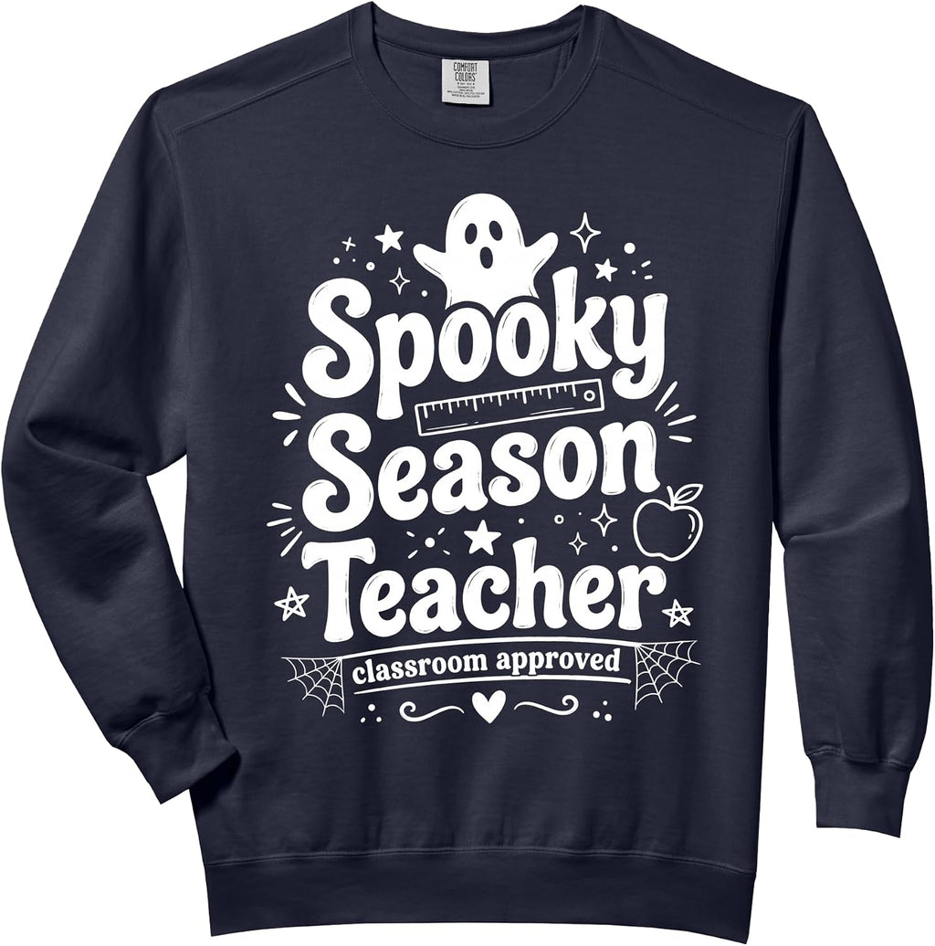 Spooky Season Teacher Halloween Classroom Approved Funny Comfort Colors Adult Sweatshirt