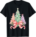 Girls Coquette Bow Christmas Tree Xmas Holiday Girly Women T-Shirt