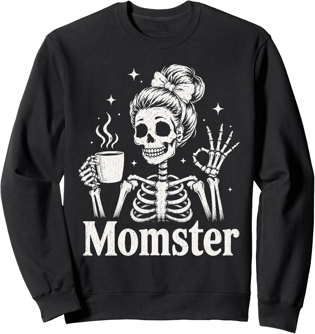 Mama Halloween Shirts Momster Skeleton Mom Sweatshirt