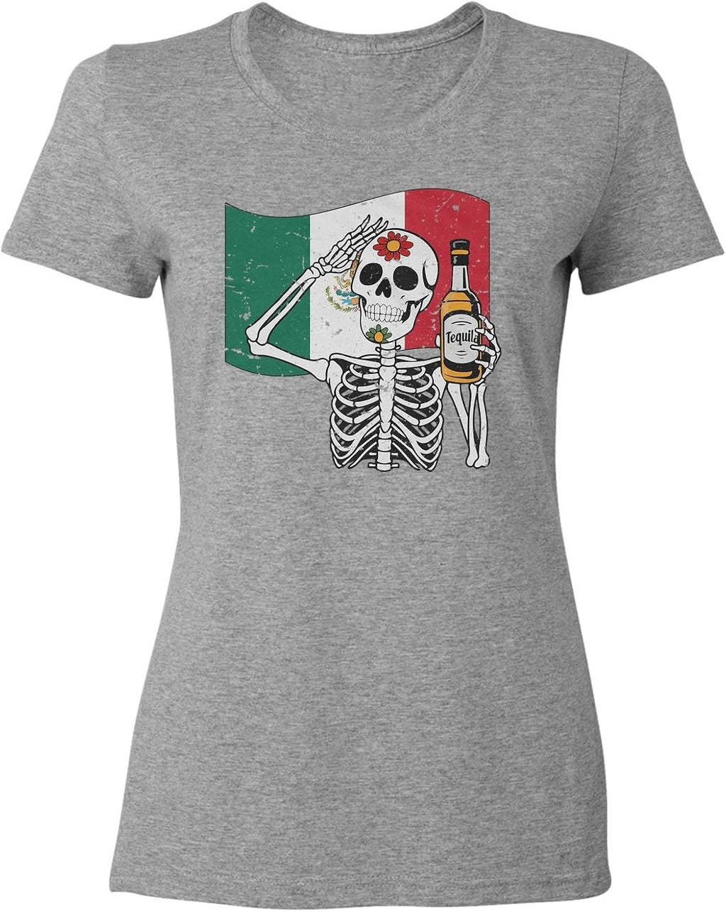 Mexican Tequila - Dia De Los Muertos Day of The Dead Ladies' Crewneck T-Shirt