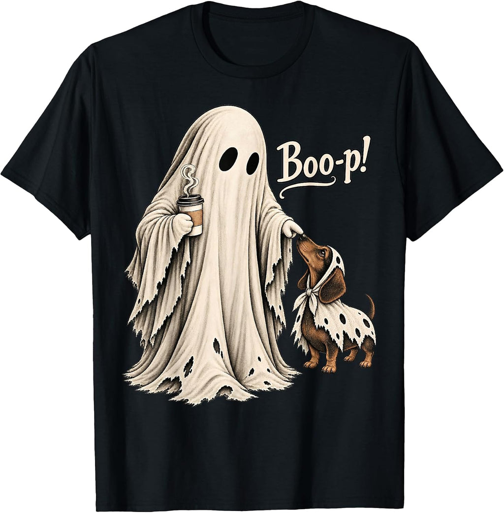 Vintage Halloween Spooky Ghost Dog Book Girls Boys Boo p T-Shirt