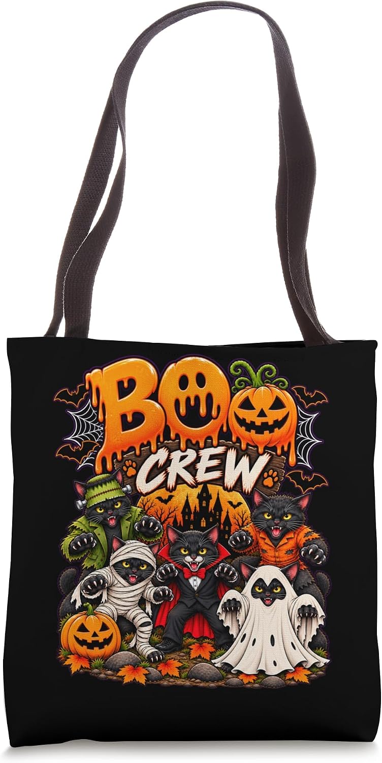 Cat Boo Crew Halloween Matching Family Monster Group Tote Bag