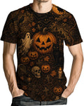 Men's Funny Halloween Graphic T-Shirt Novelty Pumpkin Skull Ghost Print Short Sleeve Holiday Tee Shirt