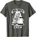 Boo Brew Crew Skeleton Ghost Halloween Coffee Lovers T-Shirt
