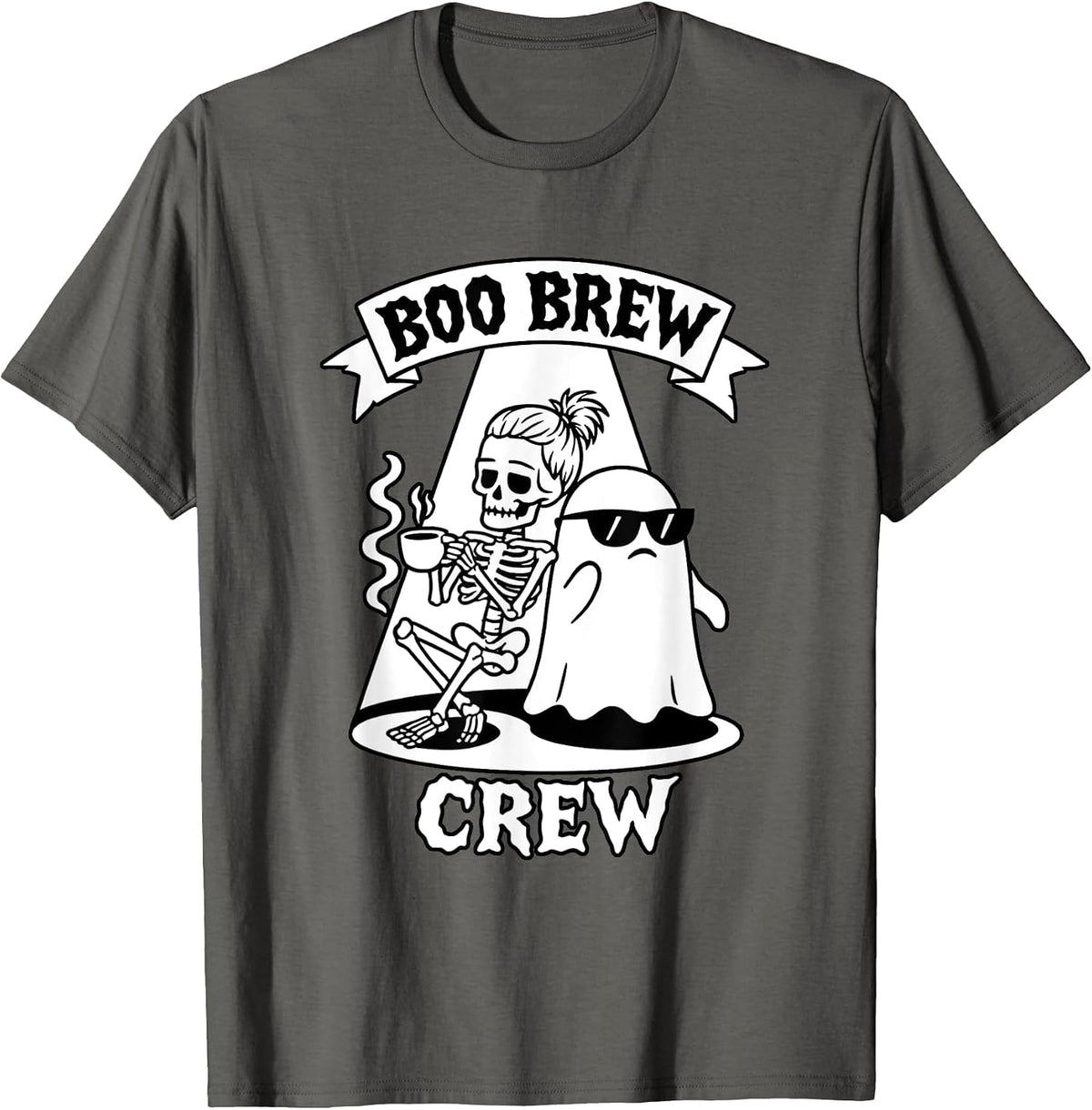 Boo Brew Crew Skeleton Ghost Halloween Coffee Lovers T-Shirt