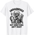 Comical Skeleton with Coffee Vintage Illustration T-Shirt