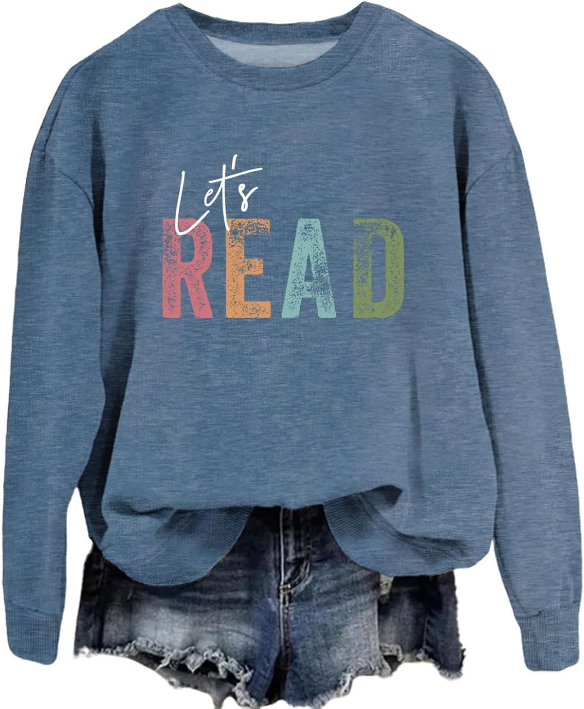 Let's Read Sweatshirt for Women Crewneck Graphic Reading Book Lover Shirt Teacher Librarian Bookish Pullover Tops