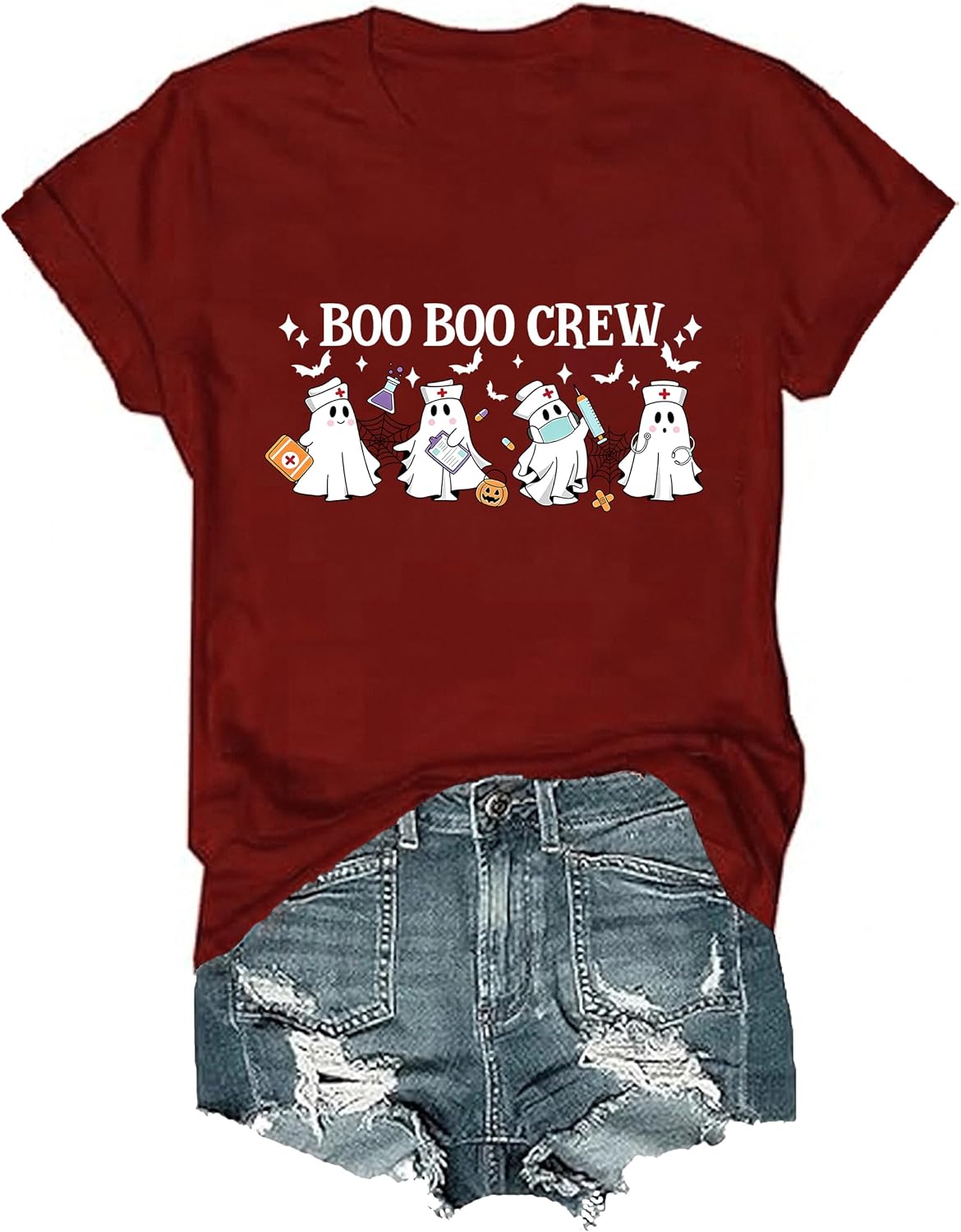 Boo Boo Crew Shirt Halloween Nurse Ghost T-Shirt for Women