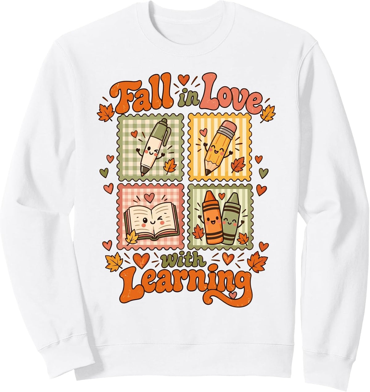 Cute Fall in Love with Learning Teacher Classroom Women Kids Sweatshirt