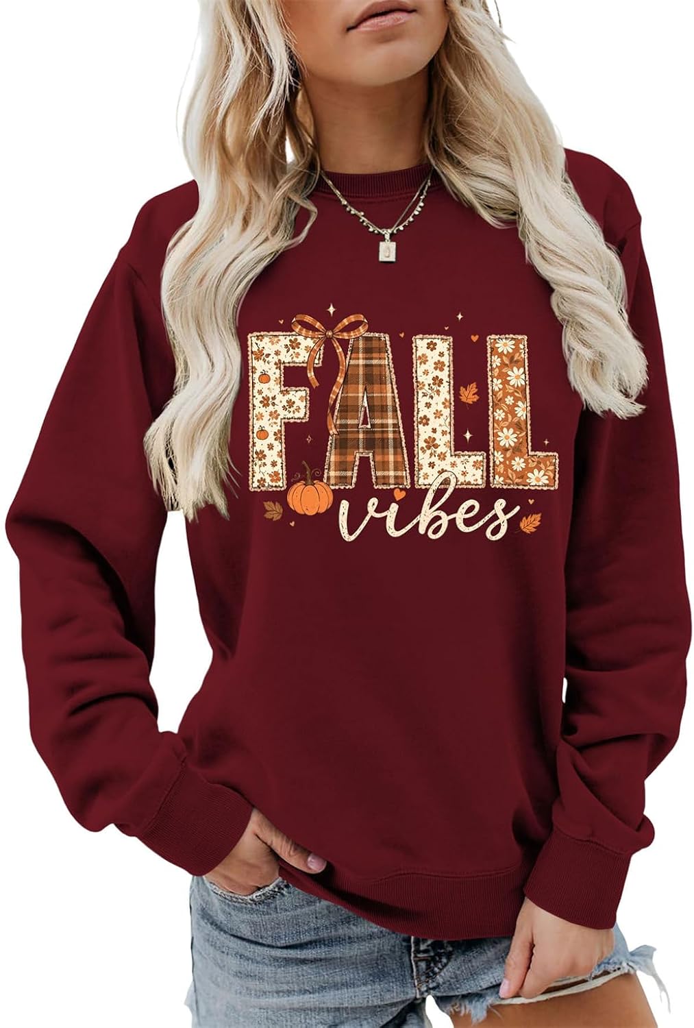 Fall Vibes Sweatshirt Cozy Season Crewneck Pumpkin Long Sleeve