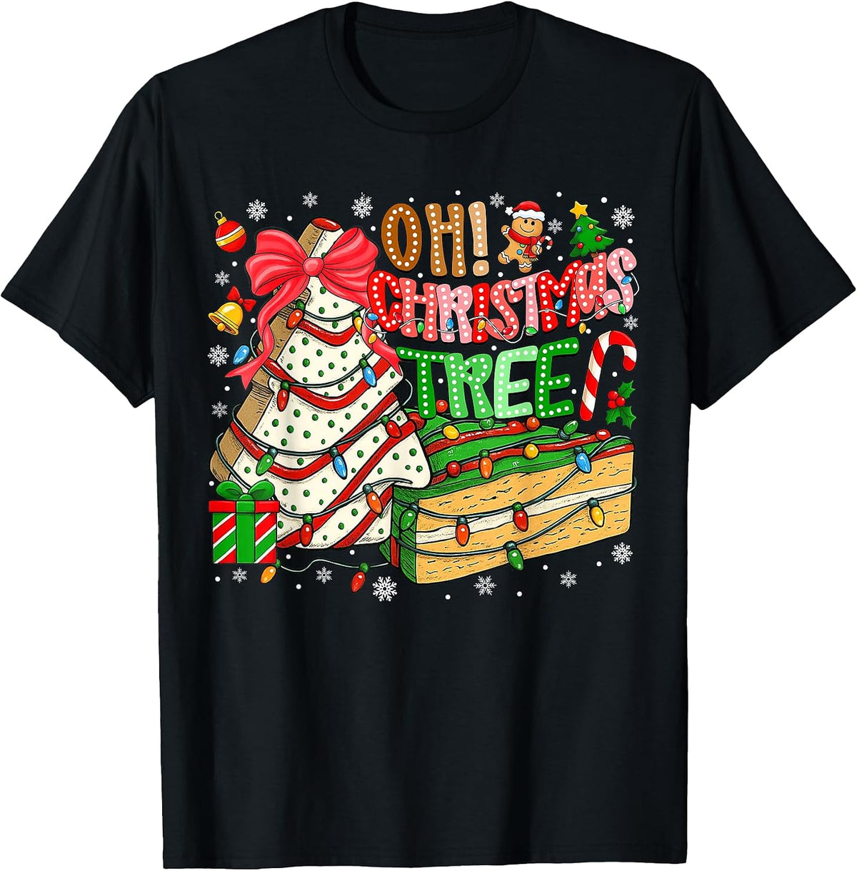 Groovy Oh Christmas Tree Cakes Cookies Xmas Cake Lover Women T-Shirt