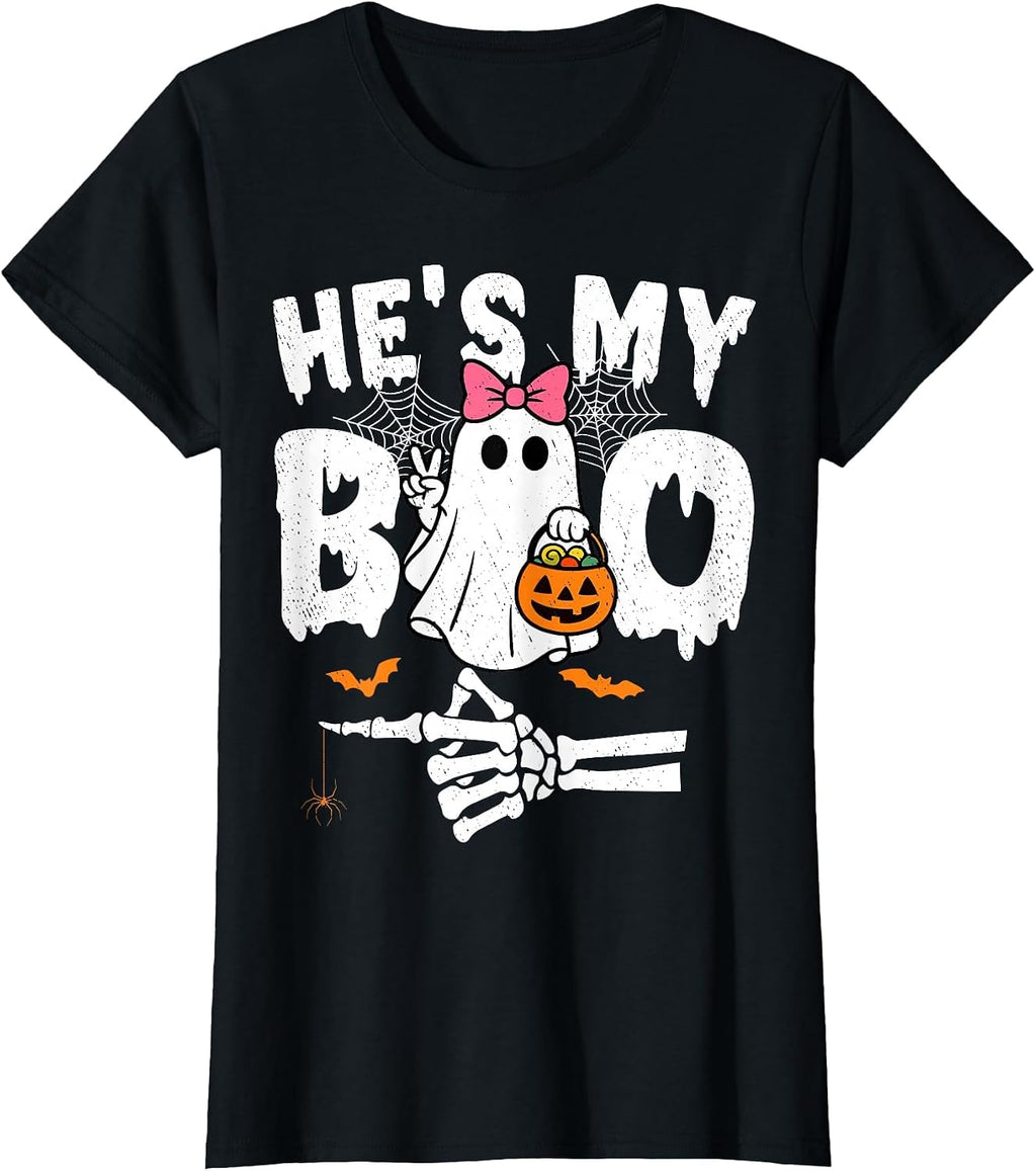 He's My Boo Matching Couple Halloween Couples She's My Boo T-Shirt