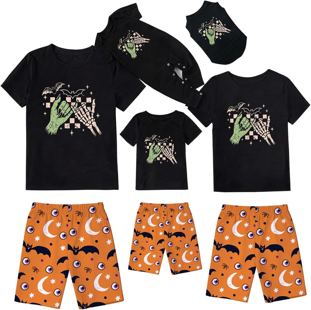 Family Halloween Matching Shirts, Pumpkin Print Holiday Tops
