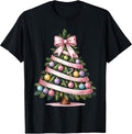 Coquette Bow Christmas Tree Xmas Holiday Girls Women T-Shirt