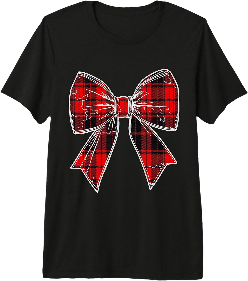 Coquette Bow Christmas Coquette Bow Santa Women Girl Premium Tri-blend T-Shirt