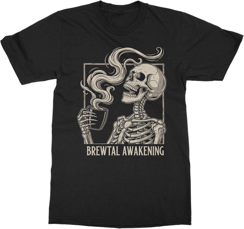 Funny Skeleton Coffee Time - Brewtal Awakening Design Unisex T-Shirt