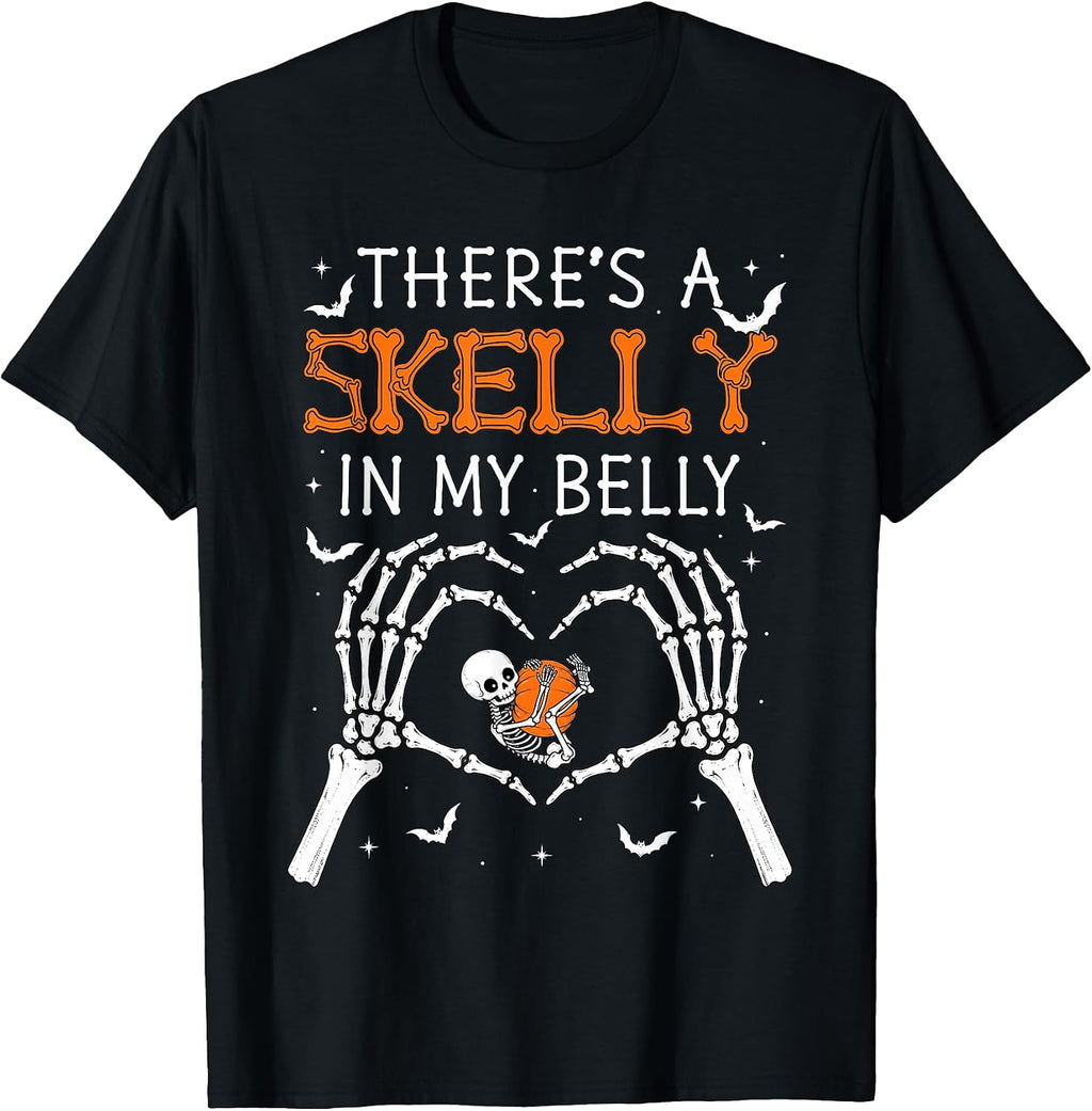 Halloween There's A Skelly in My Belly Pregnancy Women T-Shirt