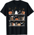 Halloween Library Ghost Books Teacher Spooky Trick Or Teach T-Shirt