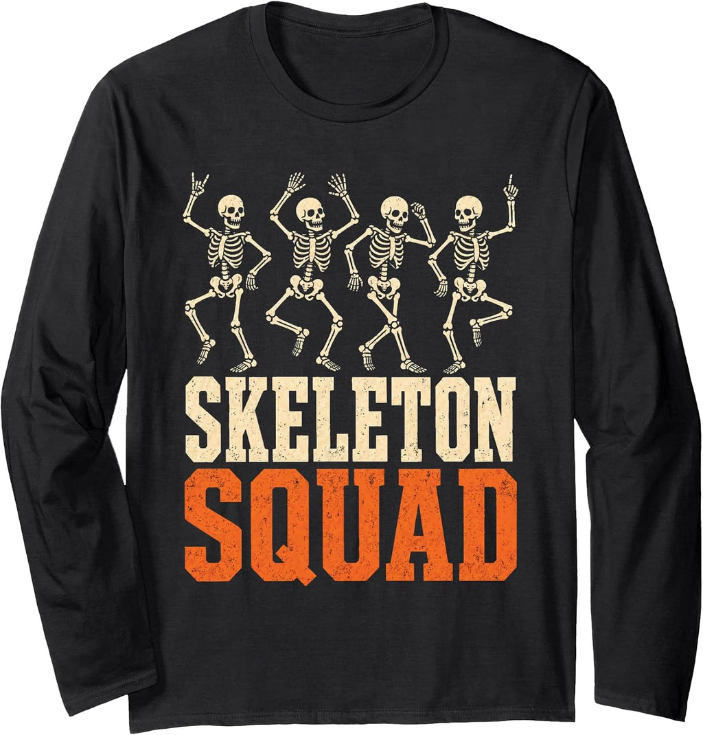 Halloween Skeleton Squad Matching Family Group Vintage Long Sleeve T-Shirt