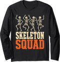 Halloween Skeleton Squad Matching Family Group Vintage Long Sleeve T-Shirt