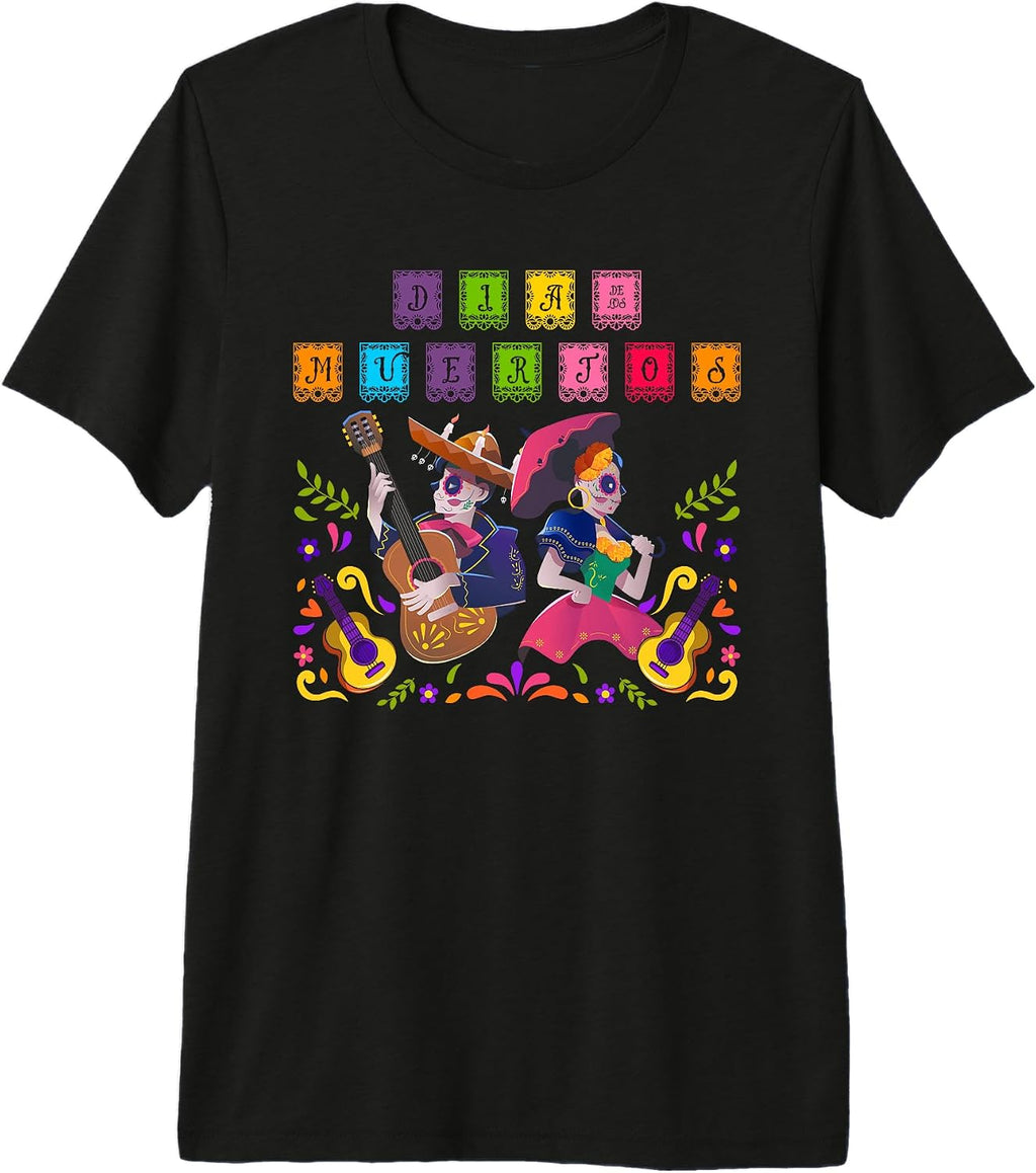 Dia De Los Muertos Skeleton Couple Mariachi Celebration Premium Tri-Blend T-Shirt