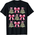 Pink Coquette Bow Xmas Holiday Christmas Tree Girl Women T-Shirt
