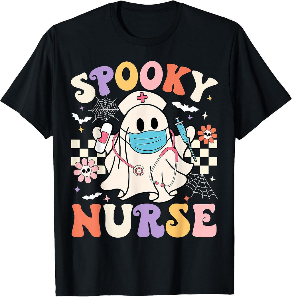 Groovy Spooky Nurse Ghost Halloween Retro Nursing