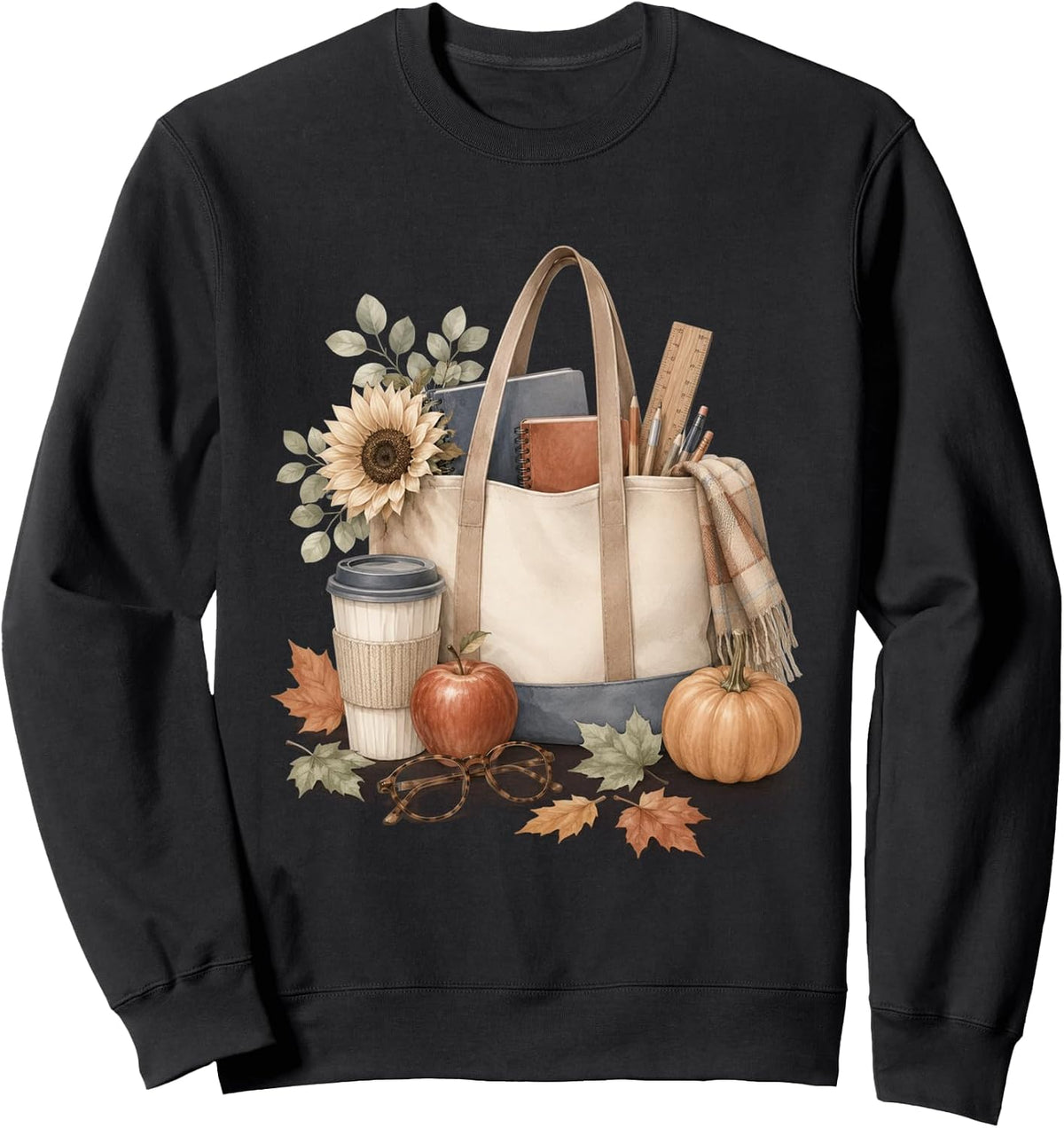 Autumn Teacher Classroom Coffee Pumpkin Leaves Aesthetic Sweatshirt
