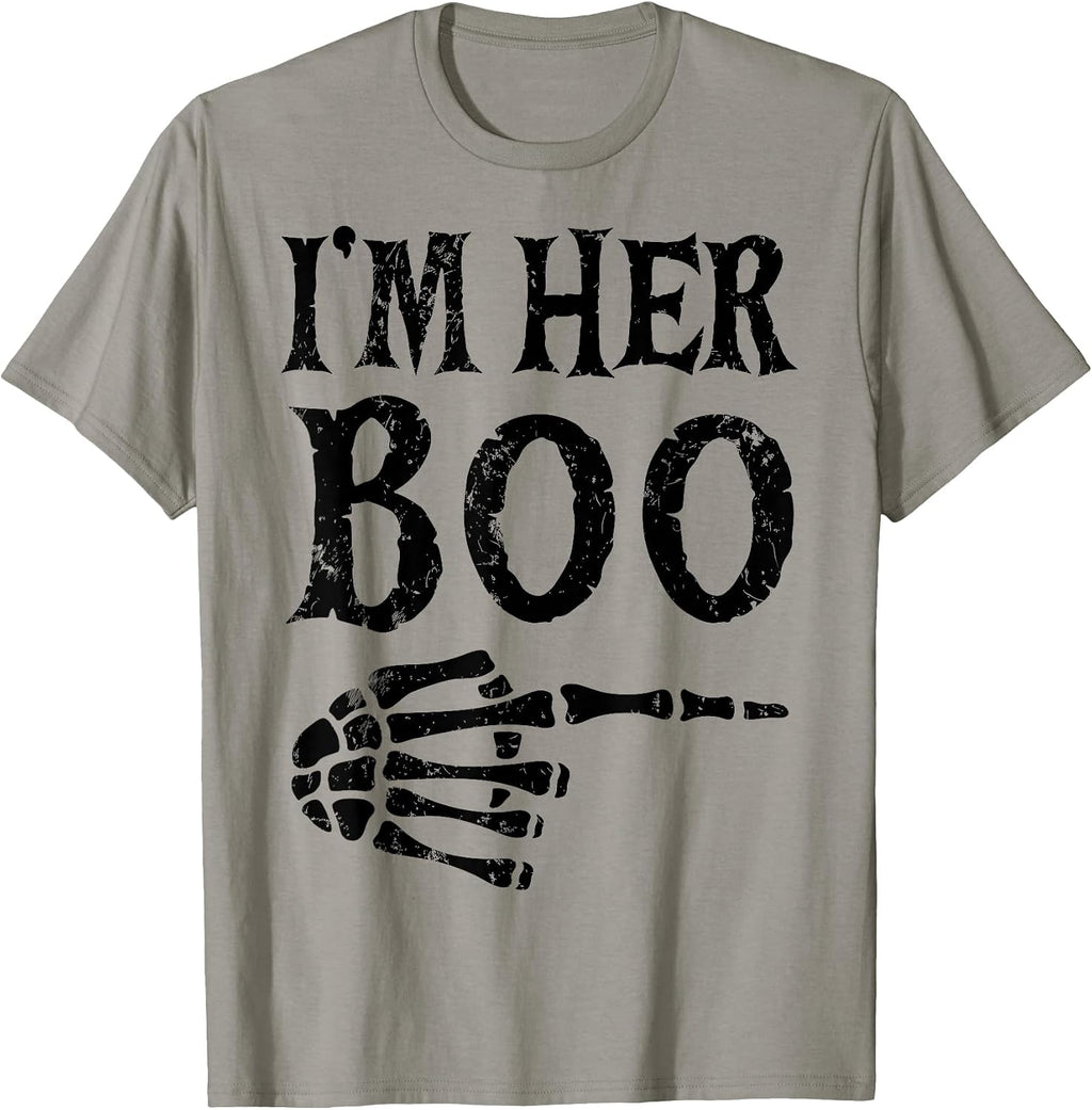 Im Her Boo Im His Ghoul Halloween Couple Matching Women Men T-Shirt