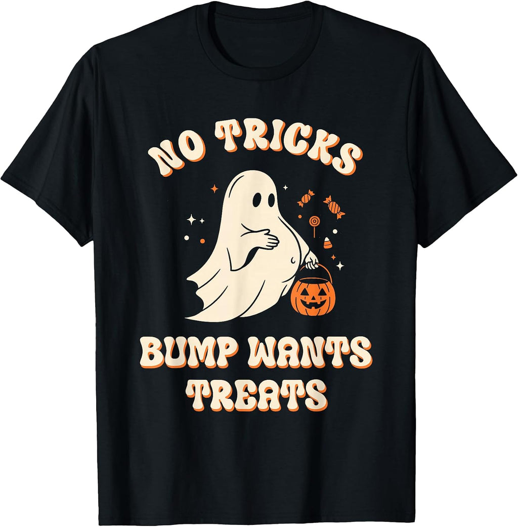 Pregnant Ghost Lazy Trick Or Treat Dress Funny Halloween T-Shirt