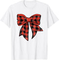 Coquette Bow Christmas Red Plaid Bow Christmas Girls Women T-Shirt