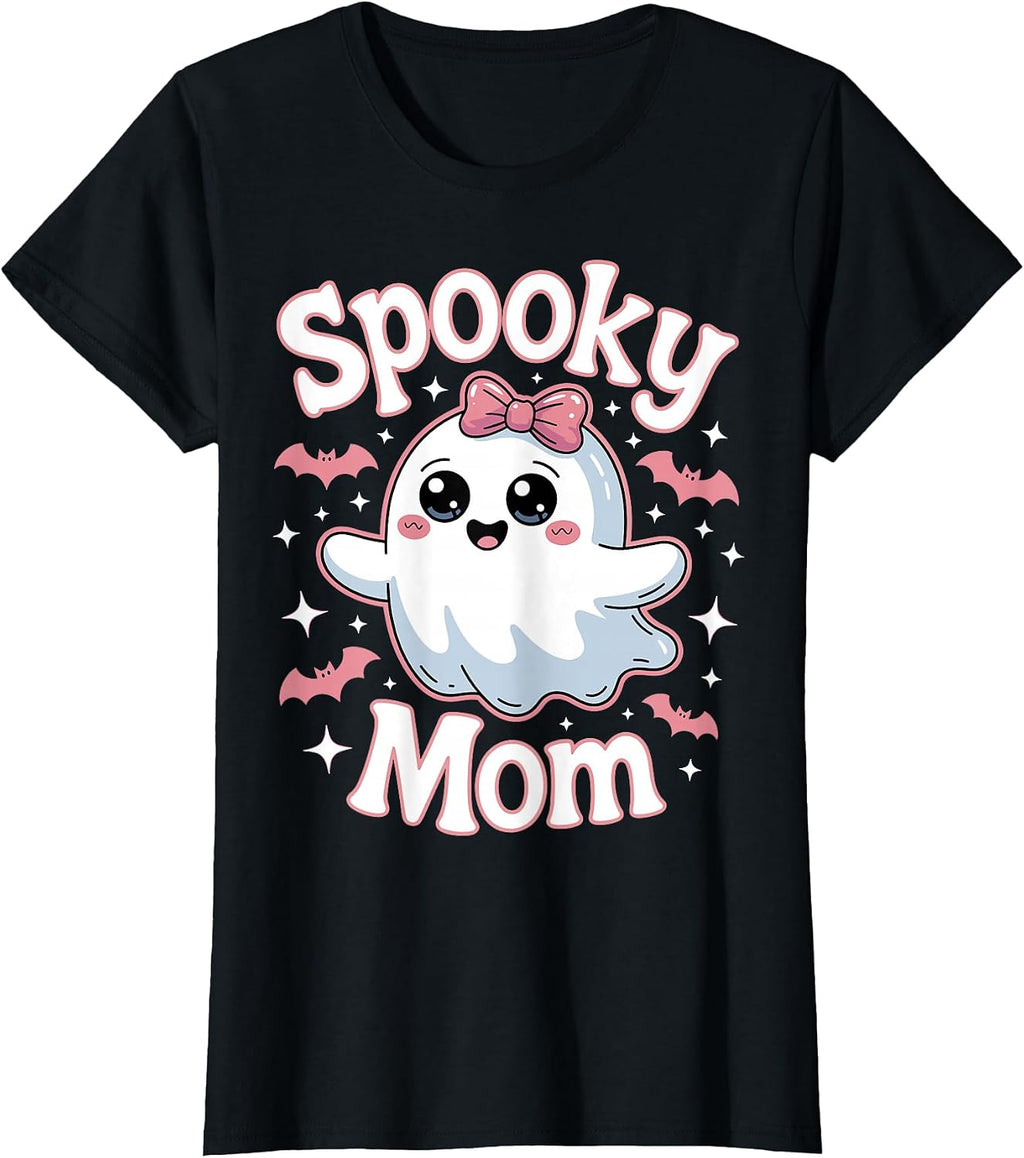 Ghost Horror Spooky Mama Mom Halloween Costume T-Shirt