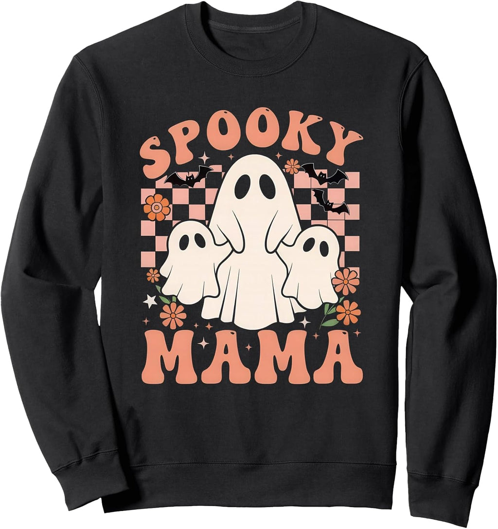 Spooky Mama Ghost Family Retro Halloween Cute Design Sweatshirt