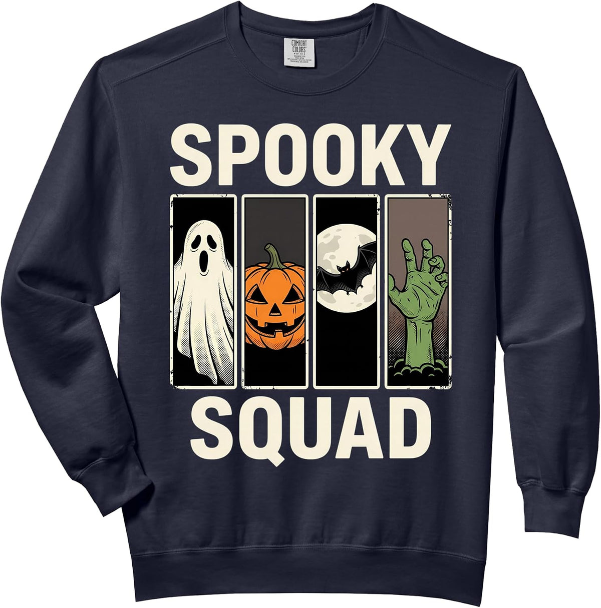 Spooky Squad Retro Comic Book Halftone Halloween Comfort Colors Adult Sweatshirt