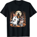 Halloween Ghost Dog Pumpkin Haunted House T-Shirt