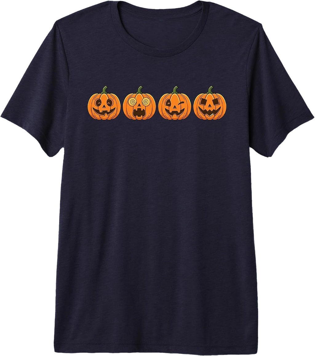 Happy Halloween Pumpkin Jack O'Lantern Faces - Cheers Premium Tri-Blend T-Shirt