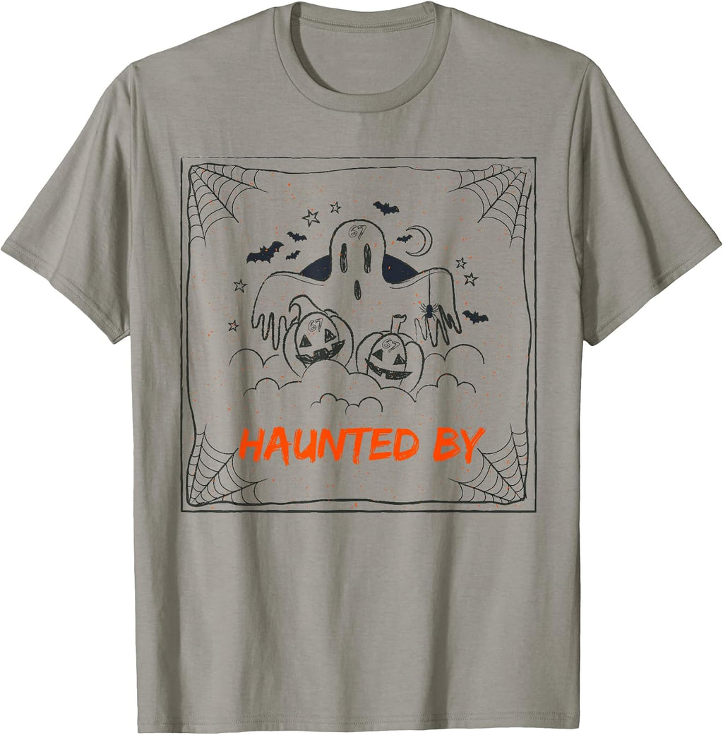 Halloween Haunted Scary Ghost Smiling Pumpkins Funny 67 Meme T-Shirt