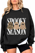 Spooky Season Sweatshirt Womens Ghost Leopard Sweatshirt Camo Crew Neck Top
