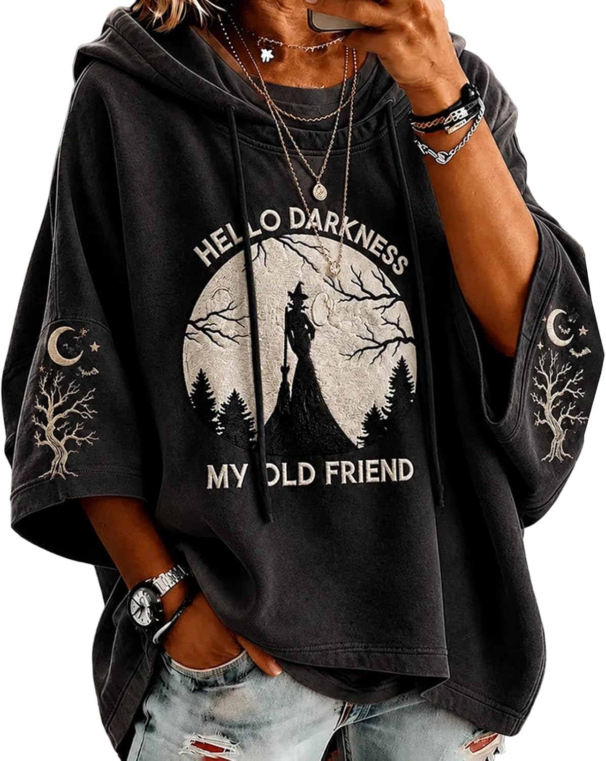 Halloween Women Hoodies Spooky Season Vintage Oversized Sweatshirts