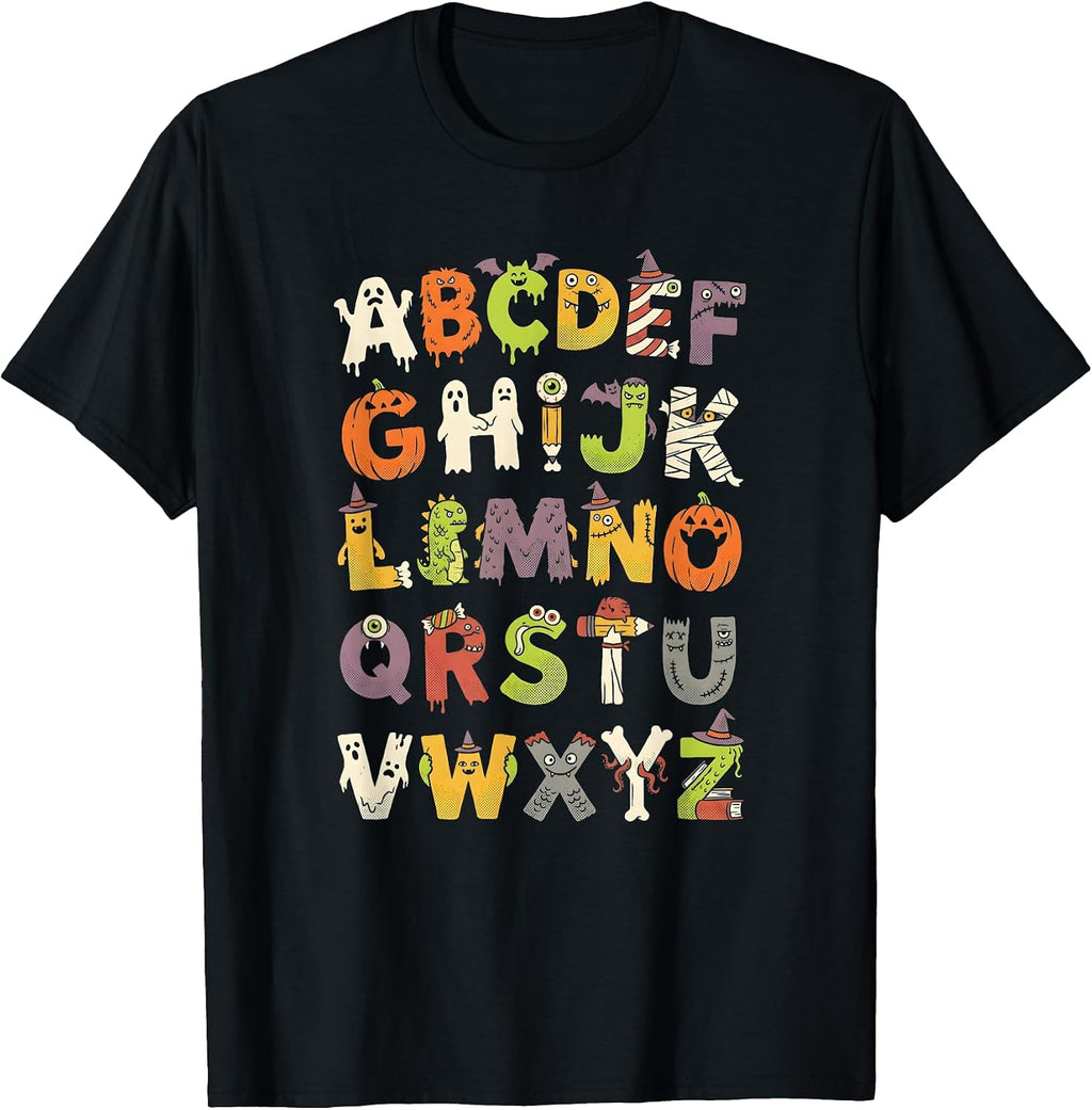 Halloween Alphabet ABC Spooky Monster Ghost Pumpkin Teacher T-Shirt