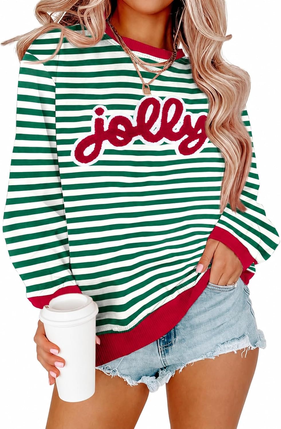 Merry Christmas Sweatshirts for Women Christmas Sequin Long Sleeve Shirts Ugly Xmas Sweater Patch Crewneck Pullover Top
